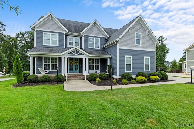16507 Hannington Dr, Midlothian, VA 23112 - view of front of property featuring a porch, a front yard, and french doors