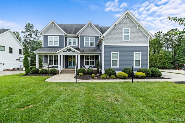 16507 Hannington Dr, Midlothian, VA 23112 - craftsman-style house with covered porch and a front lawn