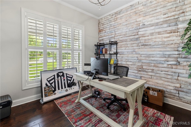 16507 Hannington Dr, Midlothian, VA 23112 - office with crown molding, wood finished floors, and wood walls