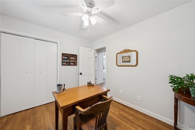 4619 Otterdale Rd, Moseley, VA 23120 - office area featuring wood finished floors and ceiling fan
