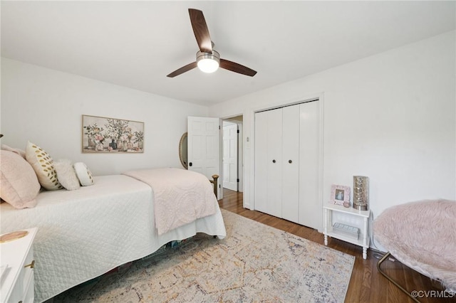 4619 Otterdale Rd, Moseley, VA 23120 - bedroom featuring wood finished floors, a closet, and ceiling fan