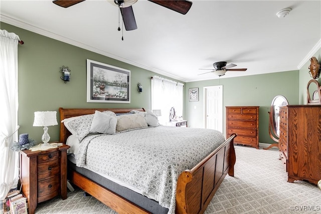 698 Quail Crossing Rd, Burkeville, VA 23922 - bedroom featuring ornamental molding, a closet, a ceiling fan, and light colored carpet