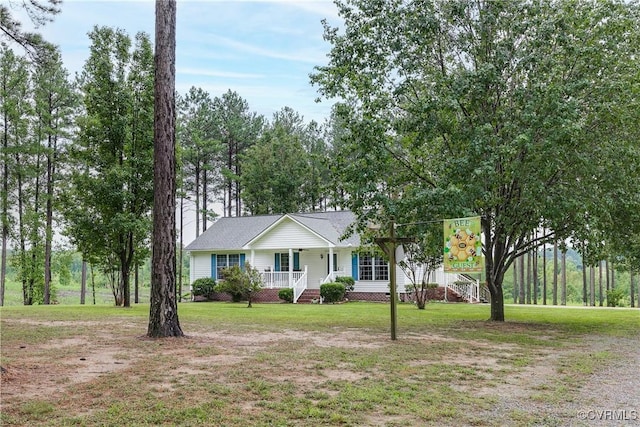 698 Quail Crossing Rd, Burkeville, VA 23922 - ranch-style house featuring covered porch and a front lawn