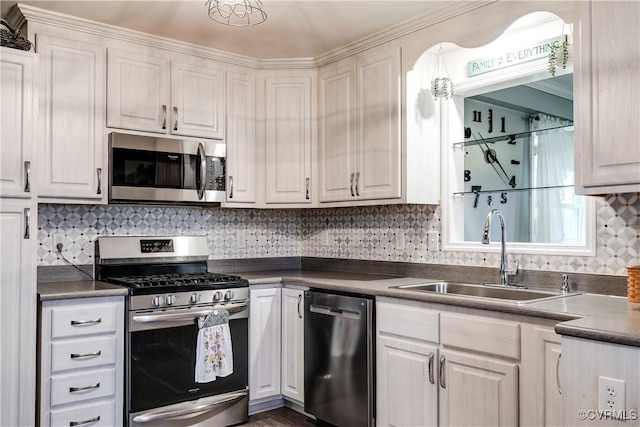 698 Quail Crossing Rd, Burkeville, VA 23922 - kitchen with stainless steel appliances, decorative backsplash, and dark countertops