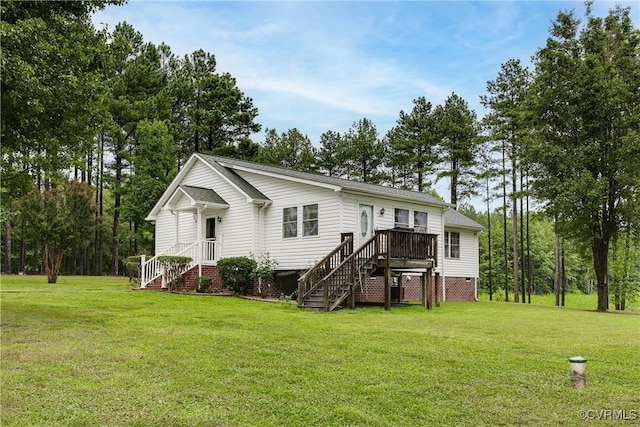 698 Quail Crossing Rd, Burkeville, VA 23922 - rear view of property featuring stairs, a yard, crawl space, and a deck