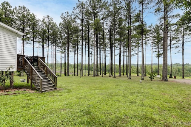 698 Quail Crossing Rd, Burkeville, VA 23922 - view of grassy yard with stairway and a deck
