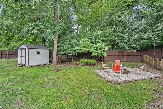 5019 Misty Spring Dr, Midlothian, VA 23112 - fenced backyard with a storage unit and a fire pit