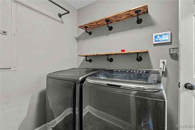 5019 Misty Spring Dr, Midlothian, VA 23112 - laundry room featuring independent washer and dryer and a textured ceiling