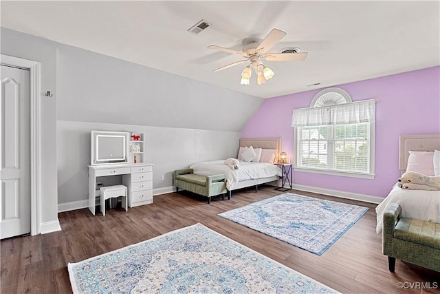 5019 Misty Spring Dr, Midlothian, VA 23112 - bedroom with wood finished floors, vaulted ceiling, and ceiling fan