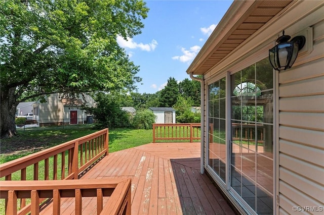 7470 Old Grove Gln, Mechanicsville, VA 23111 - deck with a storage shed and a lawn