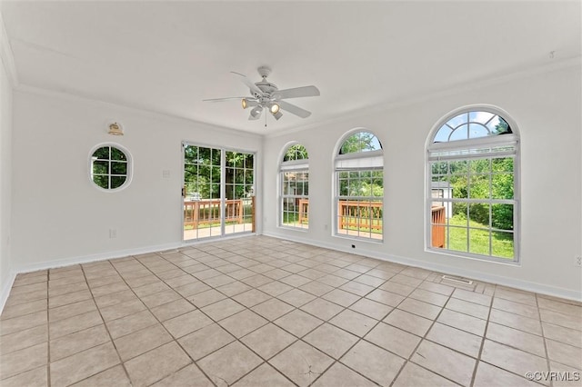 7470 Old Grove Gln, Mechanicsville, VA 23111 - unfurnished room featuring ornamental molding, light tile patterned flooring, and a ceiling fan