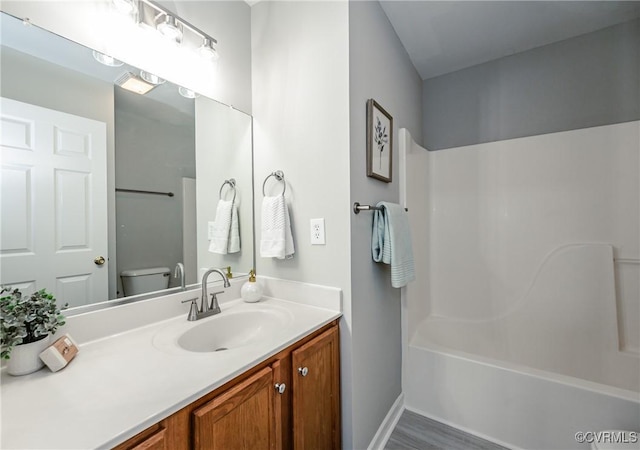 11405 Friars Walk Ct, Glen Allen, VA 23059 - bathroom with vanity, shower / tub combination, and wood finished floors
