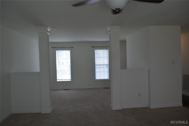 2949 Lookout Ln, Prince George, VA 23860 - carpeted spare room featuring ornate columns and a ceiling fan