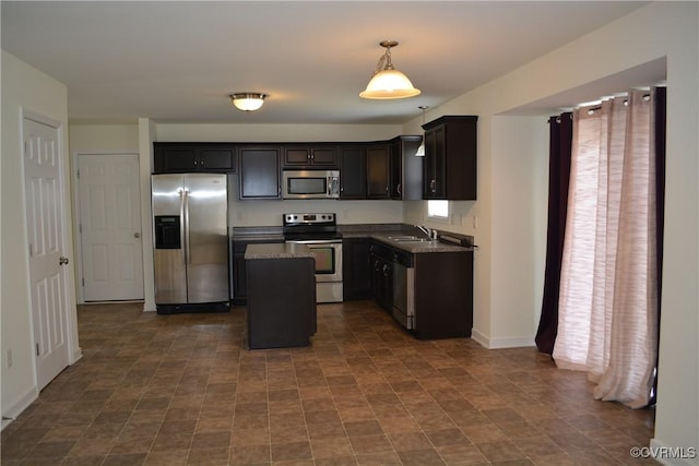 2949 Lookout Ln, Prince George, VA 23860 - kitchen with stainless steel appliances, a kitchen island, and pendant lighting