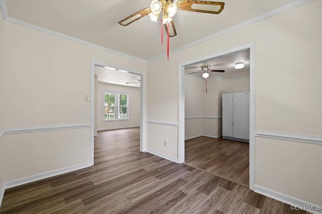 1915 Bogese Dr, Petersburg, VA 23805 - spare room with ceiling fan, wood finished floors, and crown molding