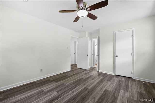 1915 Bogese Dr, Petersburg, VA 23805 - unfurnished bedroom featuring dark wood-type flooring and a ceiling fan