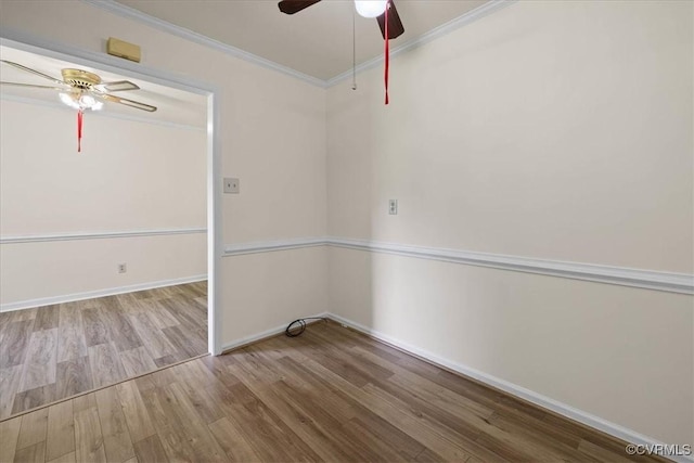 1915 Bogese Dr, Petersburg, VA 23805 - spare room with ceiling fan, ornamental molding, and wood finished floors