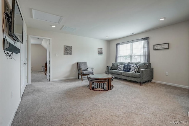 6989 Sir Galahad Rd, Henrico, VA 23231 - living area featuring carpet flooring, attic access, and recessed lighting