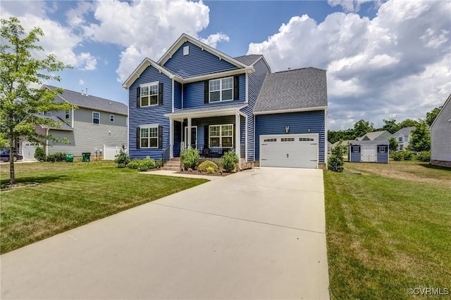 6989 Sir Galahad Rd, Henrico, VA 23231 - traditional home featuring an attached garage, a porch, driveway, and a front yard