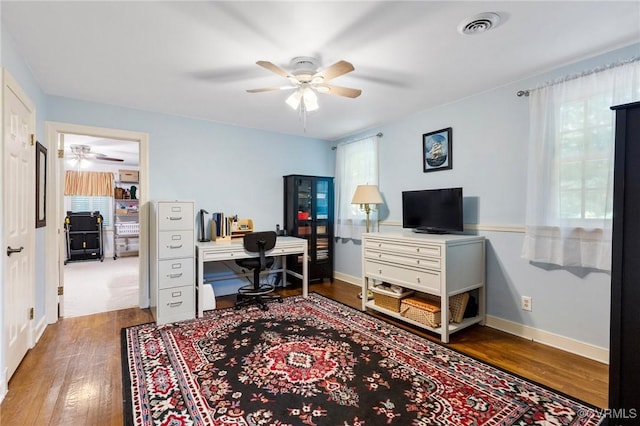 4018 Timber Ridge Rd, Chesterfield, VA 23112 - office with ceiling fan and wood finished floors