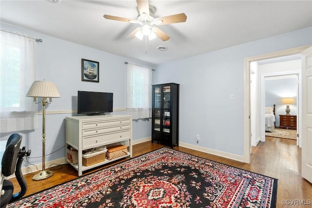 4018 Timber Ridge Rd, Chesterfield, VA 23112 - office area featuring a ceiling fan and wood finished floors