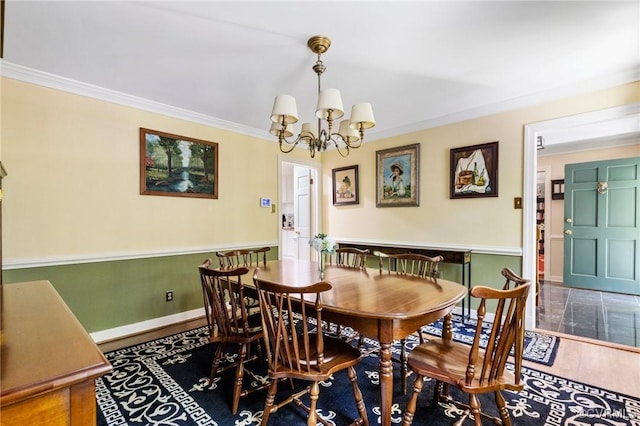 4018 Timber Ridge Rd, Chesterfield, VA 23112 - dining area with a chandelier, ornamental molding, and wood finished floors