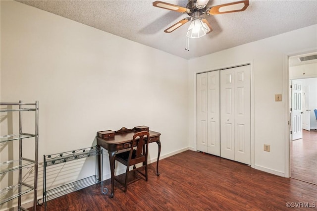 12302 Sir James Ct, Henrico, VA 23233 - office area with wood finished floors, ceiling fan, and a textured ceiling