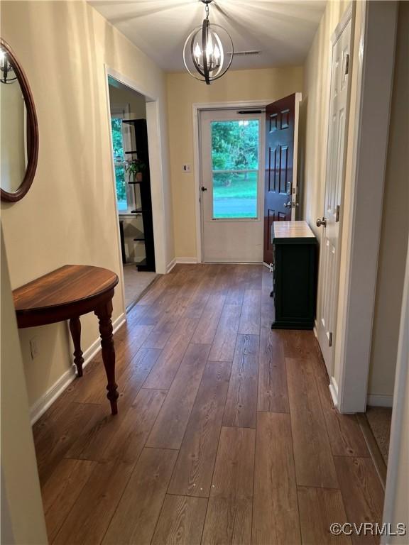 2205 Cox Rd, Henrico, VA 23233 - entryway with a chandelier and wood-type flooring