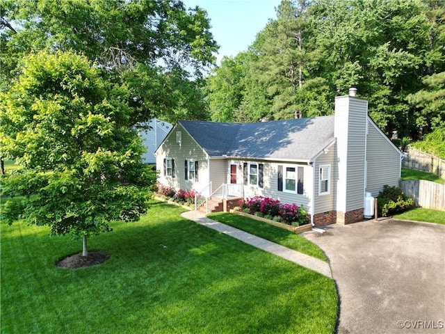 2205 Cox Rd, Henrico, VA 23233 - ranch-style home with asphalt driveway, a chimney, and roof with shingles