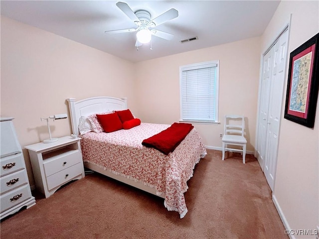 2205 Cox Rd, Henrico, VA 23233 - bedroom with carpet, a closet, and ceiling fan