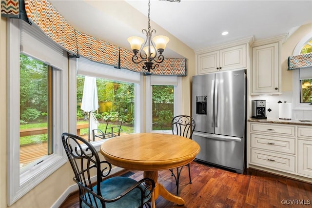 4723 Squaw Valley Ct, Glen Allen, VA 23060 - dining space with a chandelier, dark wood-style flooring, and recessed lighting