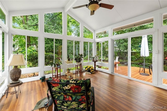4723 Squaw Valley Ct, Glen Allen, VA 23060 - sunroom / solarium with beamed ceiling, wood finished floors, and high vaulted ceiling