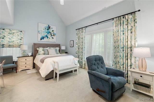4723 Squaw Valley Ct, Glen Allen, VA 23060 - bedroom featuring carpet, high vaulted ceiling, and a ceiling fan