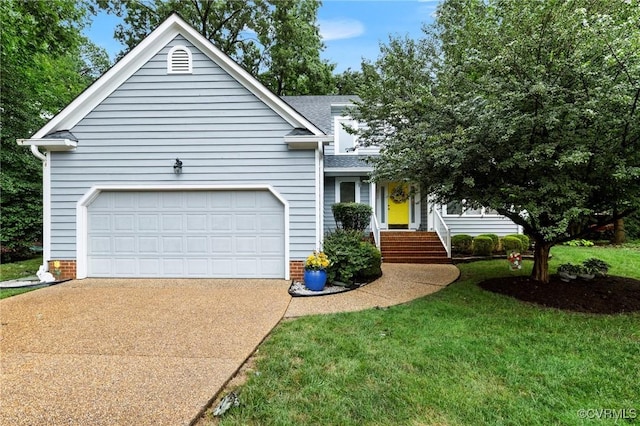 4723 Squaw Valley Ct, Glen Allen, VA 23060 - view of front of home featuring concrete driveway, a front lawn, a shingled roof, and an attached garage