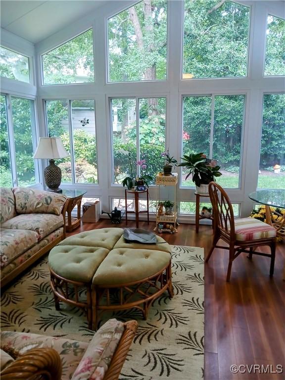 4723 Squaw Valley Ct, Glen Allen, VA 23060 - sunroom / solarium with wood finished floors, plenty of natural light, and lofted ceiling