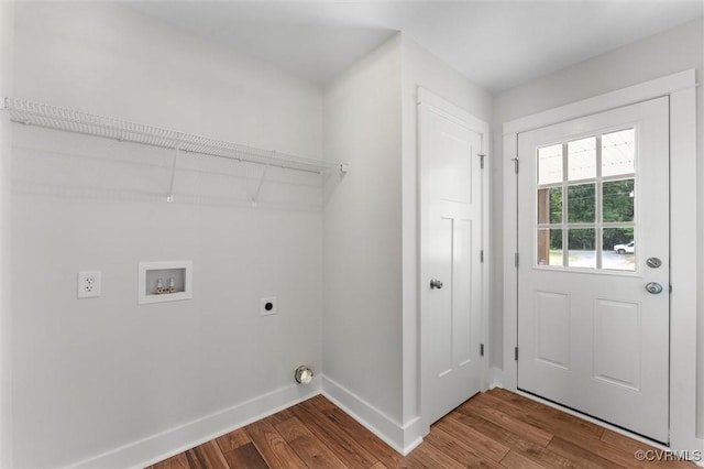 699 Trimmers Shop Rd, King William, VA 23181 - laundry area with hookup for an electric dryer, dark wood-style flooring, and hookup for a washing machine