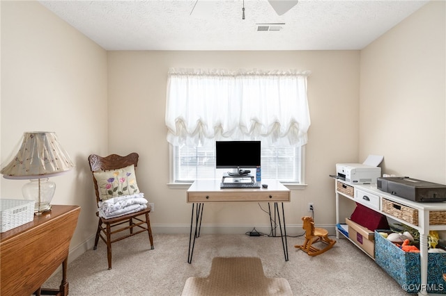 14313 Woodleigh Dr, Chester, VA 23831 - carpeted office space featuring healthy amount of natural light, a ceiling fan, and a textured ceiling