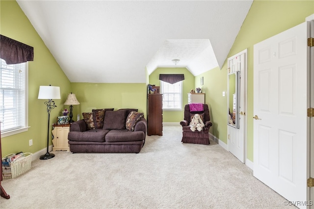 14313 Woodleigh Dr, Chester, VA 23831 - carpeted living room with vaulted ceiling and baseboards