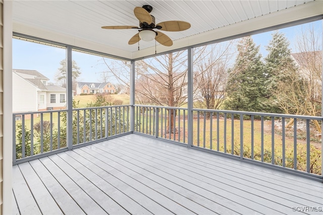 14313 Woodleigh Dr, Chester, VA 23831 - unfurnished sunroom featuring a ceiling fan and plenty of natural light