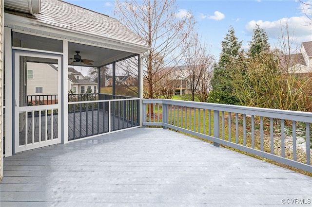 14313 Woodleigh Dr, Chester, VA 23831 - wooden terrace with ceiling fan