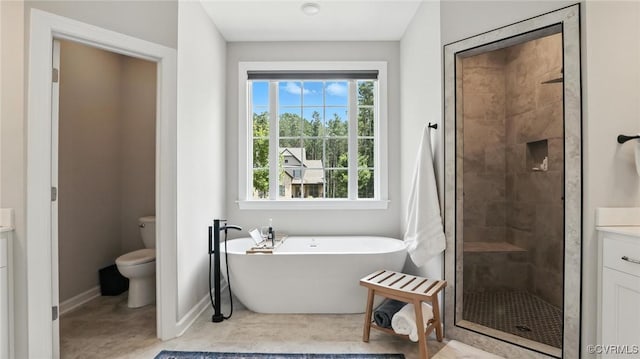 5080 Brandon Pines Way, Providence Forge, VA 23140 - full bath with vanity, a freestanding tub, and a shower stall
