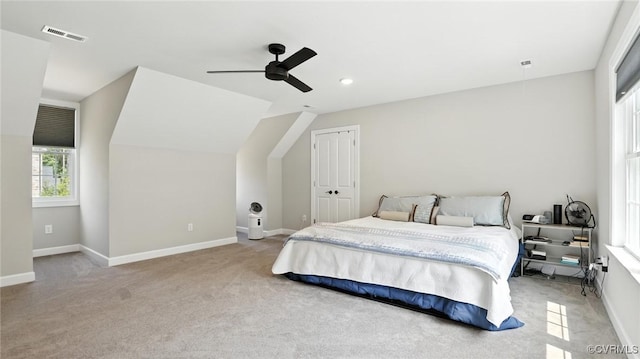 5080 Brandon Pines Way, Providence Forge, VA 23140 - bedroom with carpet floors, ceiling fan, a closet, and lofted ceiling