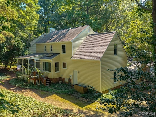 14107 Laurel Trail Pl, Midlothian, VA 23112 - back of property with a shingled roof, a chimney, and a deck