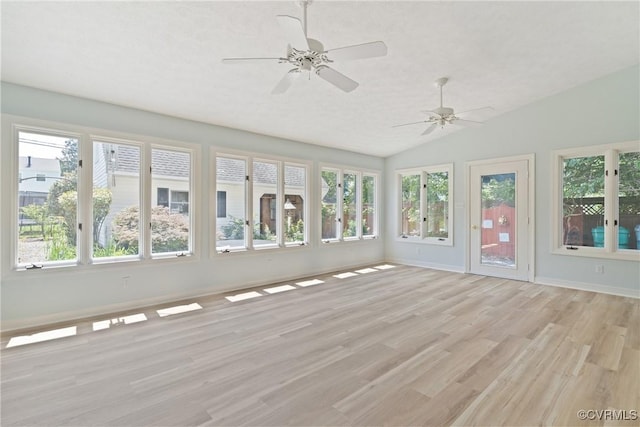2411 Colwyn Rd, Henrico, VA 23229 - unfurnished sunroom with wood finished floors, vaulted ceiling, and a deck