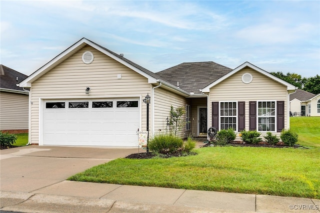 4017 Bayapple Dr, Henrico, VA 23294 - ranch-style house featuring concrete driveway, a garage, and a front lawn