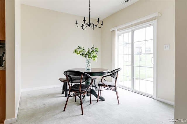 4017 Bayapple Dr, Henrico, VA 23294 - dining area with a chandelier and carpet floors