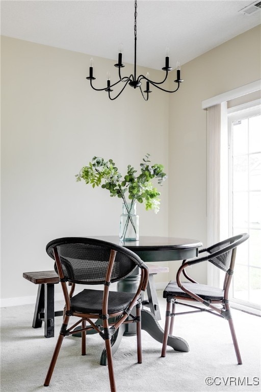 4017 Bayapple Dr, Henrico, VA 23294 - dining room with carpet flooring and a chandelier