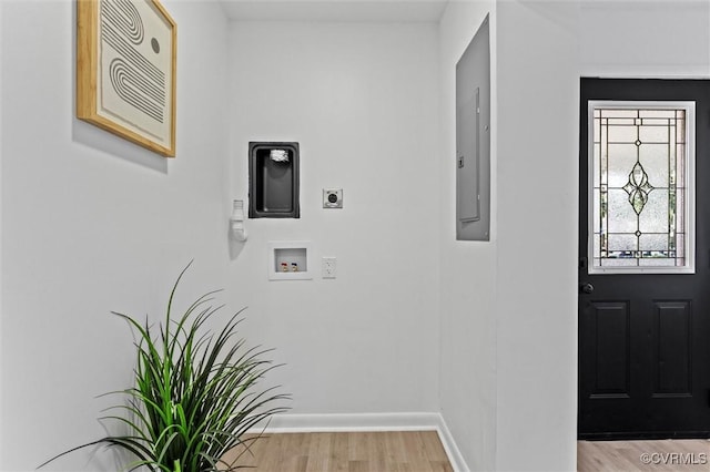 2000 Cleary Rd, Richmond, VA 23223 - laundry room with light wood-style flooring, hookup for a washing machine, hookup for an electric dryer, and electric panel