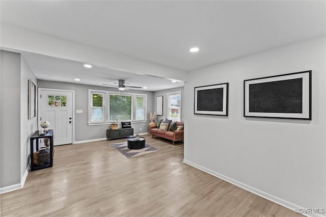 2000 Cleary Rd, Richmond, VA 23223 - living room with light wood finished floors, recessed lighting, and ceiling fan