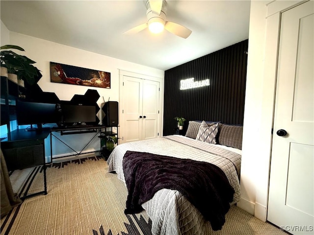 5754 Fox Maple Ter, Chesterfield, VA 23803 - carpeted bedroom featuring a ceiling fan and a closet